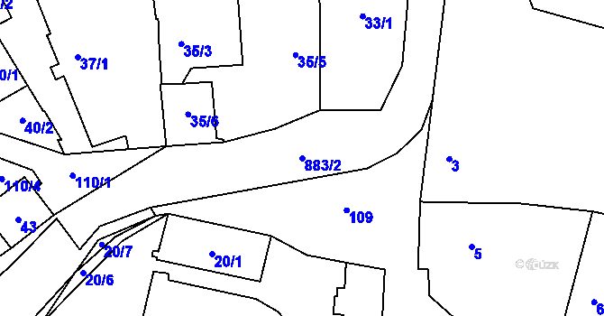 Parcela st. 883/2 v KÚ Lobzy, Katastrální mapa