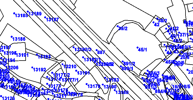 Parcela st. 887 v KÚ Lobzy, Katastrální mapa