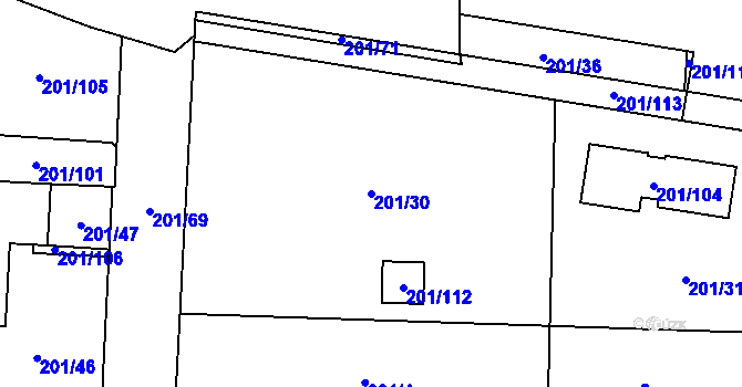 Parcela st. 201/30 v KÚ Lobzy, Katastrální mapa
