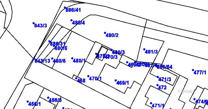 Parcela st. 470/3 v KÚ Lobzy, Katastrální mapa