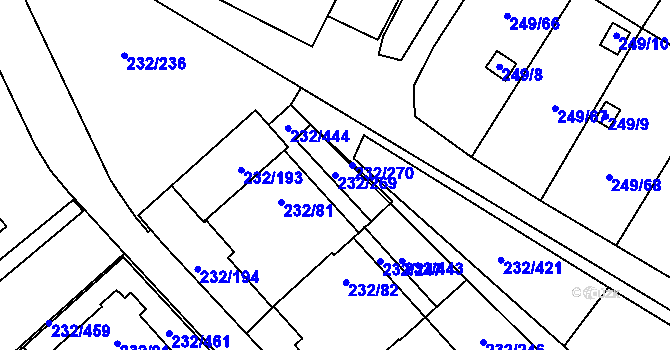Parcela st. 232/269 v KÚ Lobzy, Katastrální mapa