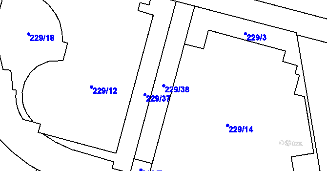 Parcela st. 229/38 v KÚ Lobzy, Katastrální mapa