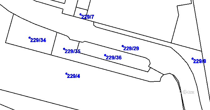 Parcela st. 229/36 v KÚ Lobzy, Katastrální mapa