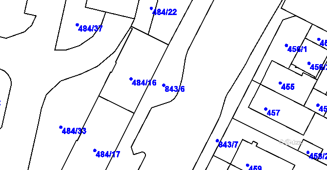 Parcela st. 843/6 v KÚ Lobzy, Katastrální mapa