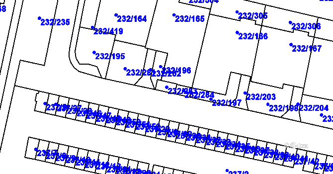 Parcela st. 232/283 v KÚ Lobzy, Katastrální mapa