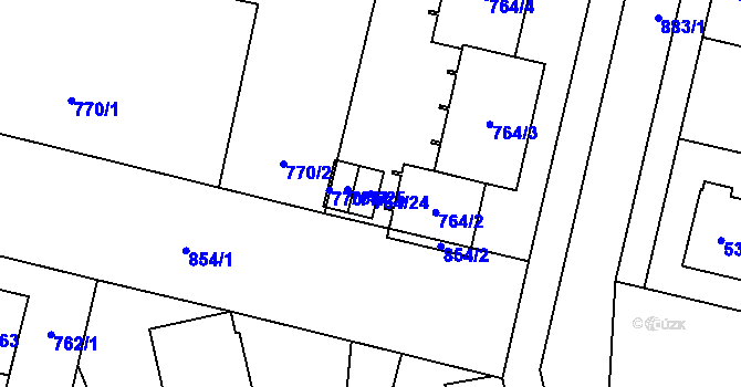 Parcela st. 764/24 v KÚ Lobzy, Katastrální mapa