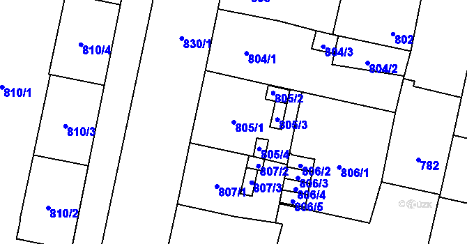 Parcela st. 805/1 v KÚ Lobzy, Katastrální mapa
