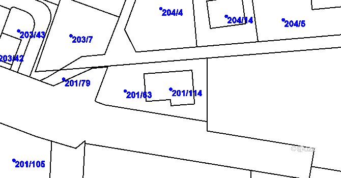Parcela st. 201/114 v KÚ Lobzy, Katastrální mapa