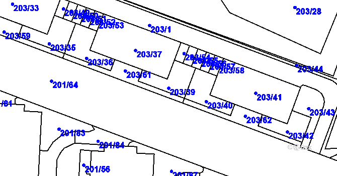 Parcela st. 203/39 v KÚ Lobzy, Katastrální mapa