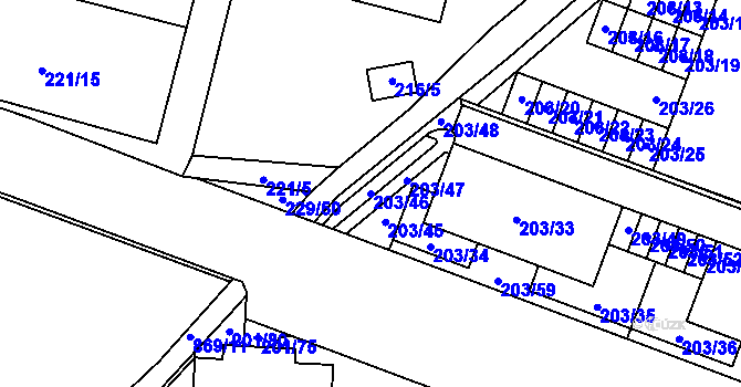 Parcela st. 203/46 v KÚ Lobzy, Katastrální mapa