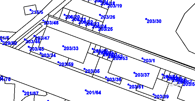 Parcela st. 203/50 v KÚ Lobzy, Katastrální mapa