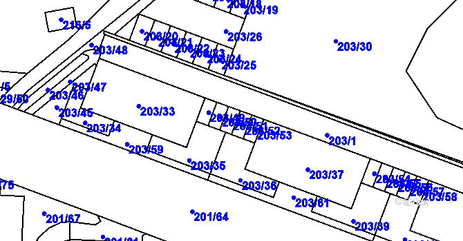 Parcela st. 203/51 v KÚ Lobzy, Katastrální mapa