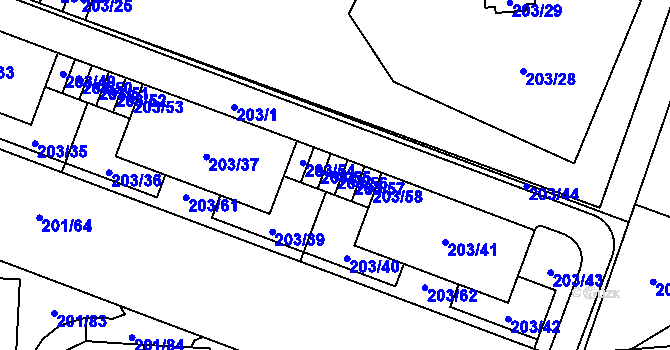 Parcela st. 203/56 v KÚ Lobzy, Katastrální mapa