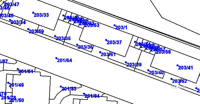 Parcela st. 203/61 v KÚ Lobzy, Katastrální mapa