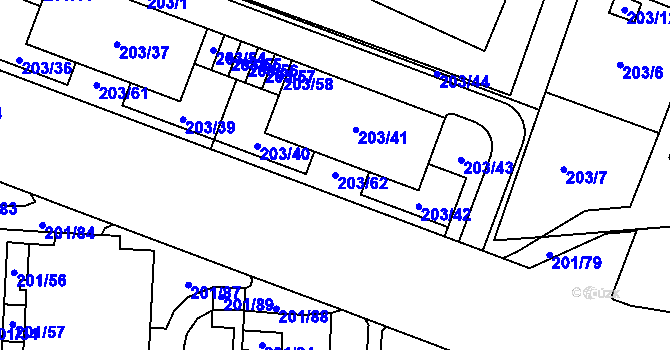 Parcela st. 203/62 v KÚ Lobzy, Katastrální mapa
