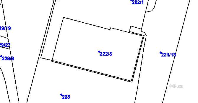 Parcela st. 222/3 v KÚ Lobzy, Katastrální mapa