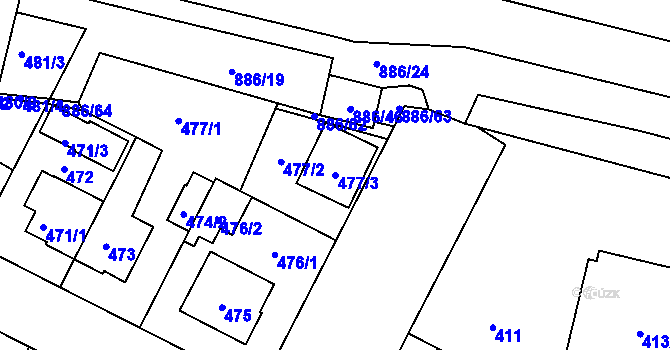 Parcela st. 477/3 v KÚ Lobzy, Katastrální mapa