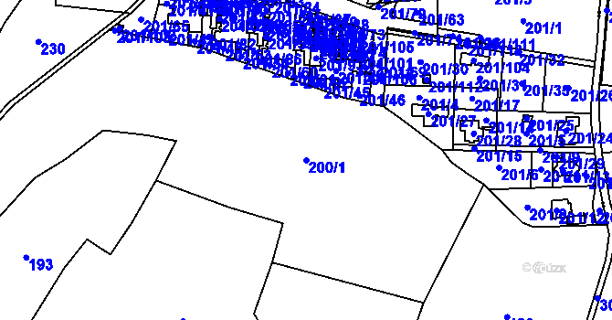 Parcela st. 200/1 v KÚ Lobzy, Katastrální mapa