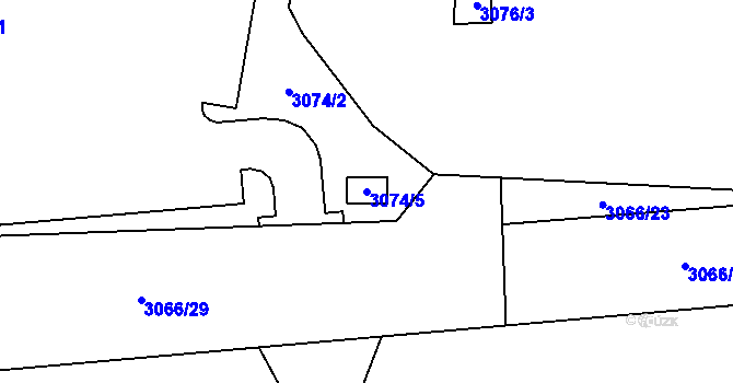 Parcela st. 3074/5 v KÚ Doubravka, Katastrální mapa