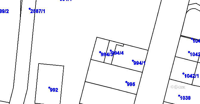 Parcela st. 994/3 v KÚ Doubravka, Katastrální mapa