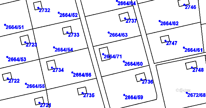 Parcela st. 2664/71 v KÚ Doubravka, Katastrální mapa