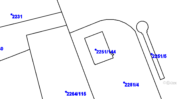 Parcela st. 2251/144 v KÚ Doubravka, Katastrální mapa