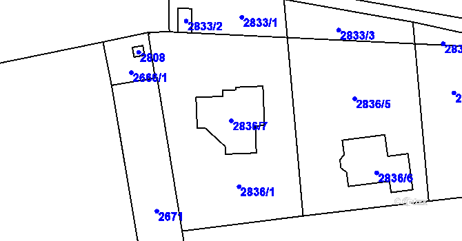 Parcela st. 2836/7 v KÚ Doubravka, Katastrální mapa