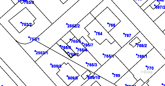 Parcela st. 765/7 v KÚ Doubravka, Katastrální mapa