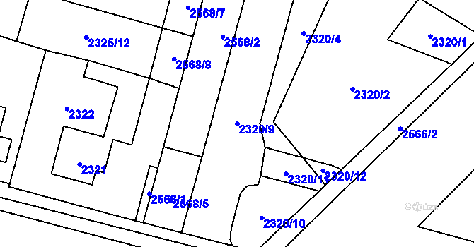 Parcela st. 2320/9 v KÚ Doubravka, Katastrální mapa