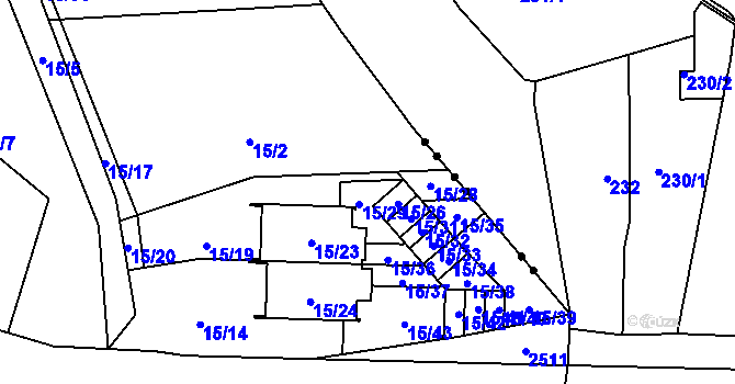 Parcela st. 15/25 v KÚ Doubravka, Katastrální mapa