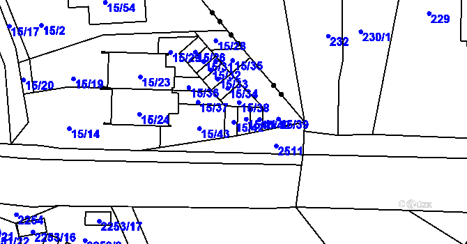 Parcela st. 15/42 v KÚ Doubravka, Katastrální mapa