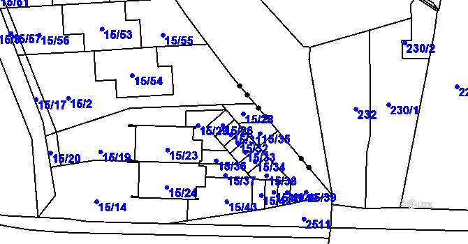 Parcela st. 15/27 v KÚ Doubravka, Katastrální mapa