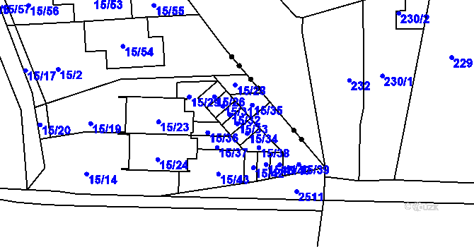 Parcela st. 15/33 v KÚ Doubravka, Katastrální mapa