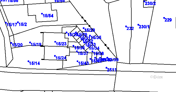 Parcela st. 15/34 v KÚ Doubravka, Katastrální mapa