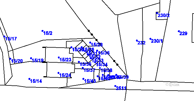Parcela st. 15/35 v KÚ Doubravka, Katastrální mapa