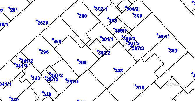 Parcela st. 301/2 v KÚ Doubravka, Katastrální mapa