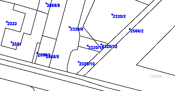 Parcela st. 2320/11 v KÚ Doubravka, Katastrální mapa