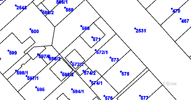 Parcela st. 572/1 v KÚ Doubravka, Katastrální mapa