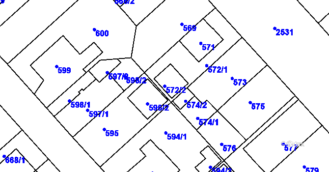 Parcela st. 572/2 v KÚ Doubravka, Katastrální mapa