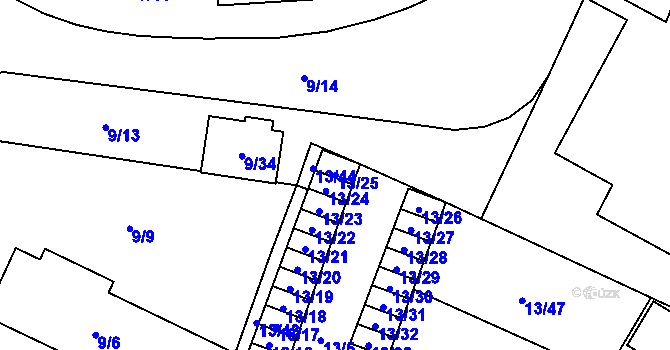 Parcela st. 13/25 v KÚ Doubravka, Katastrální mapa