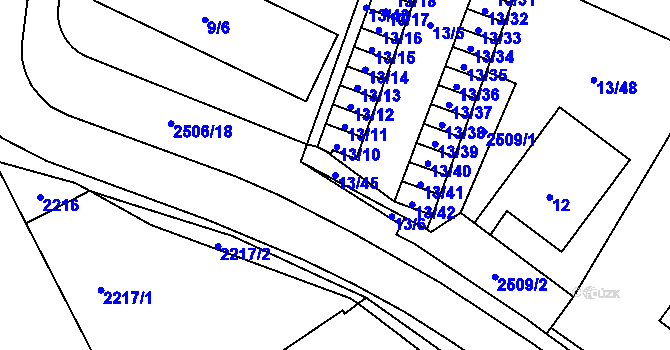 Parcela st. 13/45 v KÚ Doubravka, Katastrální mapa