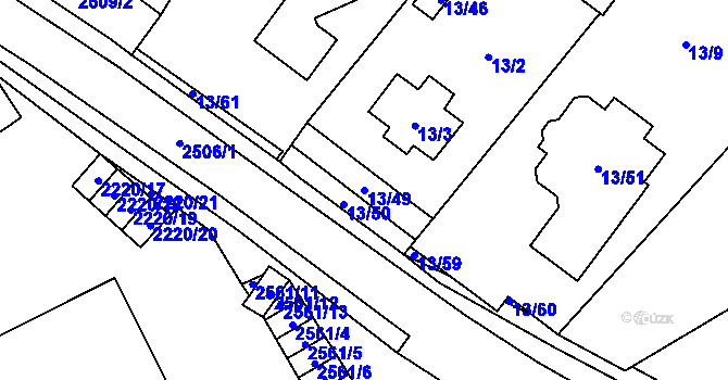 Parcela st. 13/49 v KÚ Doubravka, Katastrální mapa