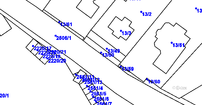Parcela st. 13/50 v KÚ Doubravka, Katastrální mapa