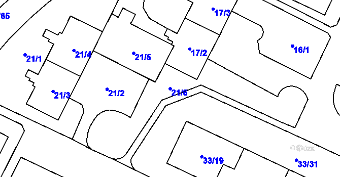 Parcela st. 21/6 v KÚ Doubravka, Katastrální mapa