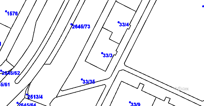 Parcela st. 33/3 v KÚ Doubravka, Katastrální mapa