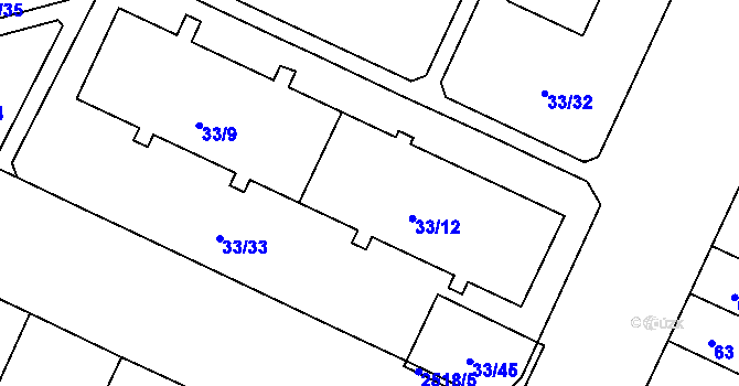 Parcela st. 33/11 v KÚ Doubravka, Katastrální mapa
