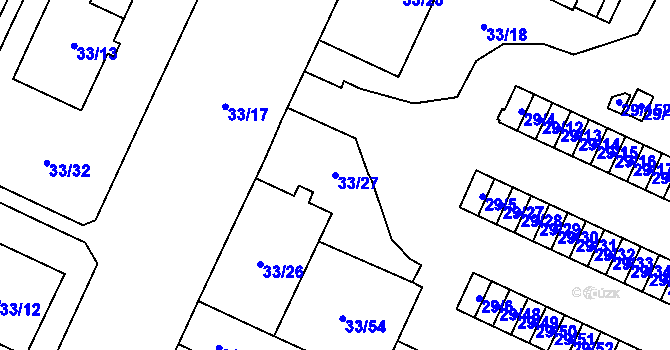 Parcela st. 33/27 v KÚ Doubravka, Katastrální mapa