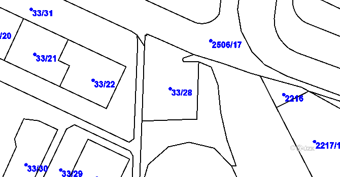 Parcela st. 33/28 v KÚ Doubravka, Katastrální mapa