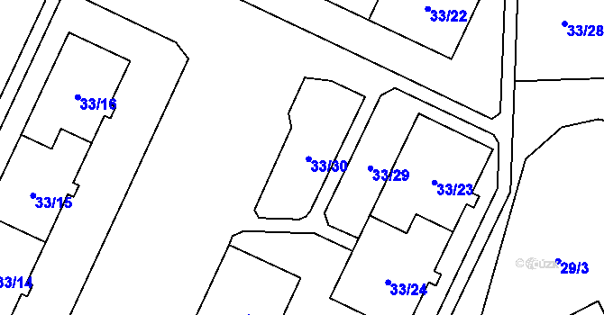 Parcela st. 33/30 v KÚ Doubravka, Katastrální mapa