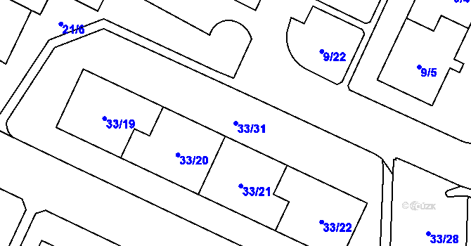 Parcela st. 33/31 v KÚ Doubravka, Katastrální mapa
